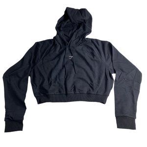 Gymshark Training Cropped Hoodie Women's Size Large Black NWOT